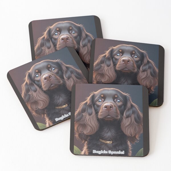 Item preview, Portrait of Brown Boykin Spaniel with Floppy Ears Against a Gradient Background designed and sold by KJ-Books.