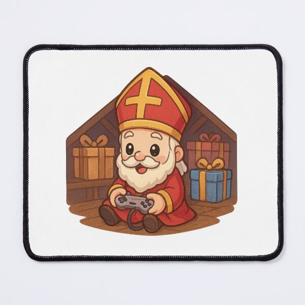Item preview, Kawaii Gamer Sinterklaas – Schattige Sint op zolder met cadeautjes en controller designed and sold by snoezelstudio.