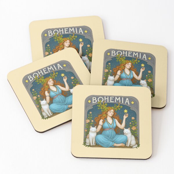 Item preview, Bohemian Goddess Art Nouveau Cats Vintage Aesthetic designed and sold by TeeARTHY.