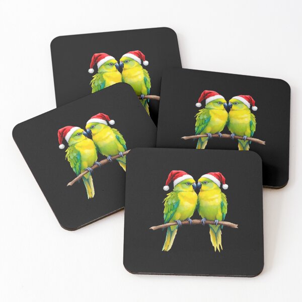 Item preview, Christmas Budgies Santa Hats Holiday Parrot Cute  designed and sold by TeeARTHY.