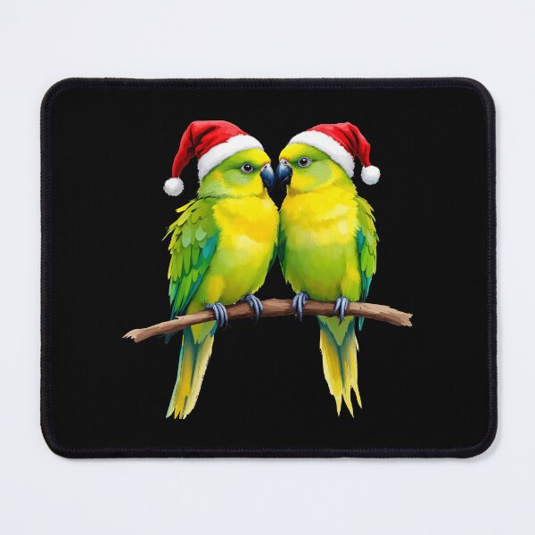 Item preview, Christmas Budgies Santa Hats Holiday Parrot Cute  designed and sold by TeeARTHY.