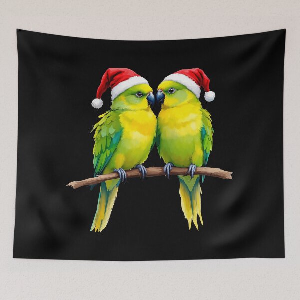 Item preview, Christmas Budgies Santa Hats Holiday Parrot Cute  designed and sold by TeeARTHY.