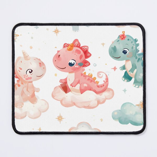 Item preview, Enchanted Cloud Dino Friends Scatter Soft Whimsical Watercolor Pattern designed and sold by MoonlitDoodles1.