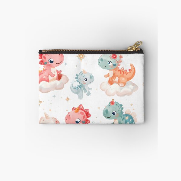 Item preview, Enchanted Cloud Dino Friends Scatter Soft Whimsical Watercolor Pattern designed and sold by MoonlitDoodles1.