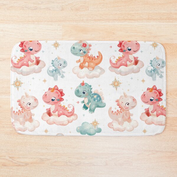Item preview, Enchanted Cloud Dino Friends Scatter Soft Whimsical Watercolor Pattern designed and sold by MoonlitDoodles1.
