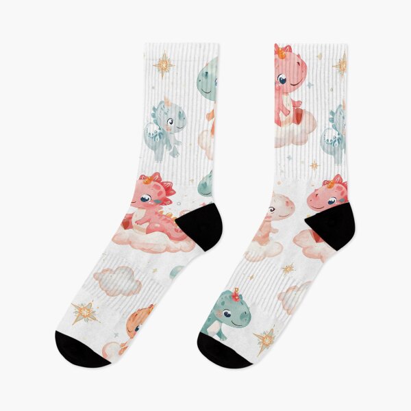 Item preview, Enchanted Cloud Dino Friends Scatter Soft Whimsical Watercolor Pattern designed and sold by MoonlitDoodles1.