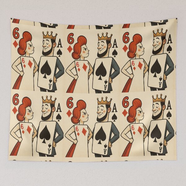 Item preview, Whimsical King and Queen Playing Cards – Felia Cyber Lemon Retro Style Illustration designed and sold by Felia001.