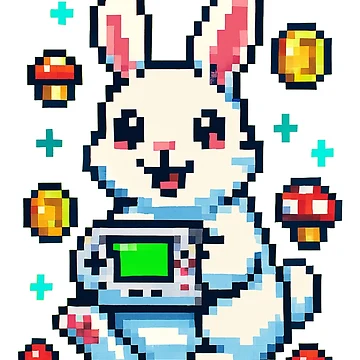 Artwork thumbnail,  Pixel Rabbit Gamer , Retro Gaming Design by E.D.CH designs.