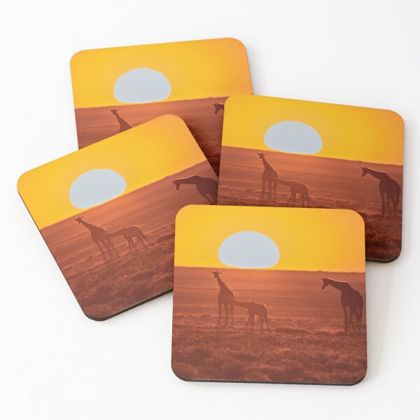 Item preview, Giraffes of Etosha — Ember Sun & Calf at Dusk designed and sold by DavideAntoniani.