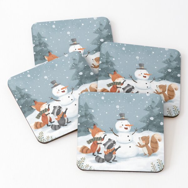 Item preview, Forest Friends Building a Snowman in the Snowy Woods designed and sold by WildlifeWhimsy.