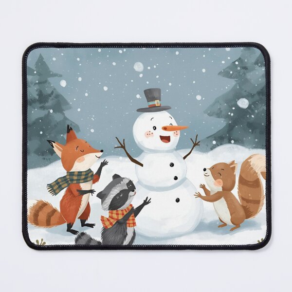 Item preview, Forest Friends Building a Snowman in the Snowy Woods designed and sold by WildlifeWhimsy.
