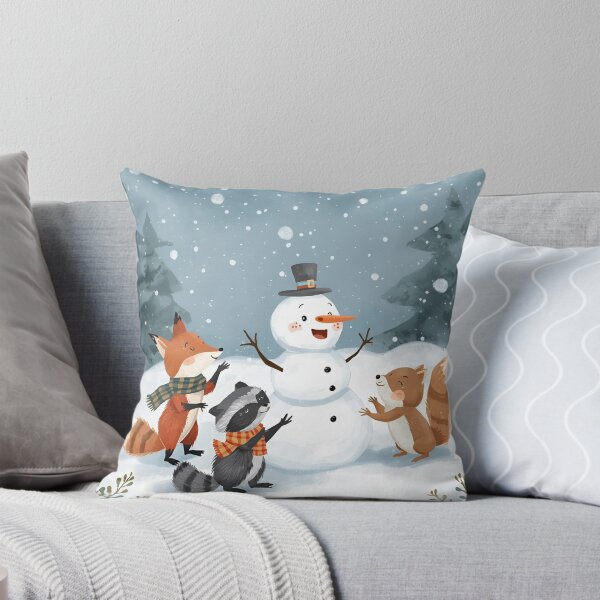 Item preview, Forest Friends Building a Snowman in the Snowy Woods designed and sold by WildlifeWhimsy.