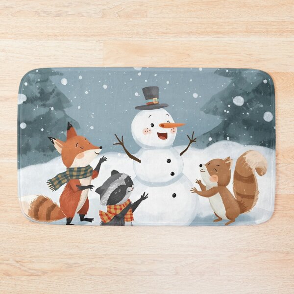 Item preview, Forest Friends Building a Snowman in the Snowy Woods designed and sold by WildlifeWhimsy.