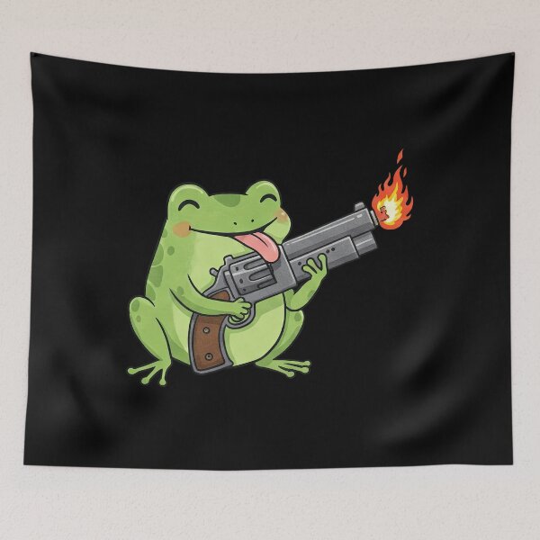 Item preview,  Frog Holding Machine Gun Funny Animal Humor designed and sold by TeeARTHY.