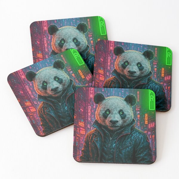 Item preview, Cyberpunk Panda / Neon Panda in Leather Jacket – Futuristic Street Art Design designed and sold by Gletschie.