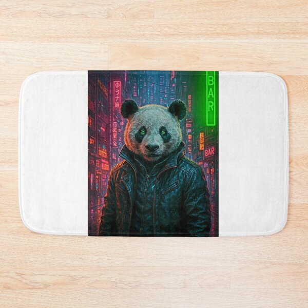 Item preview, Cyberpunk Panda / Neon Panda in Leather Jacket – Futuristic Street Art Design designed and sold by Gletschie.