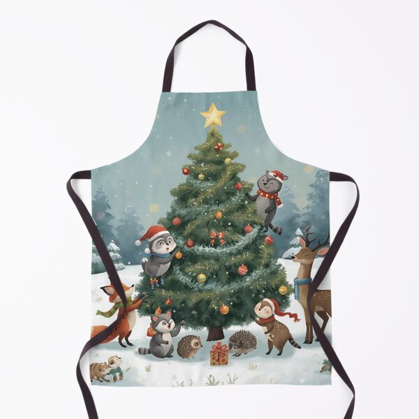 Item preview, Woodland Animals Decorating a Christmas Tree Together designed and sold by WildlifeWhimsy.