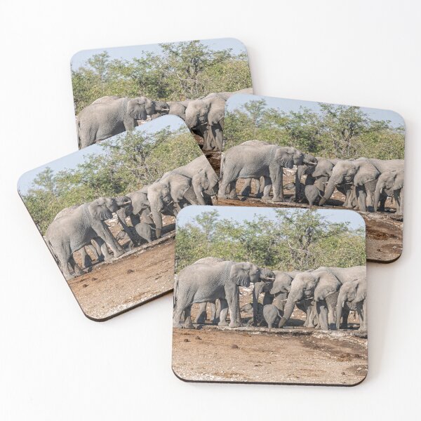 Item preview, Circle of Giants — Elephant Herd & Calf at Waterhole, Etosha designed and sold by DavideAntoniani.