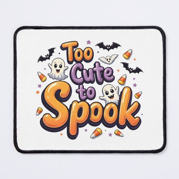 Item preview, "Too Cute to Spook" Halloween T-Shirt – Smiling Ghost, Candy Corn & Bats (Pastel Cartoon Style) designed and sold by relso.