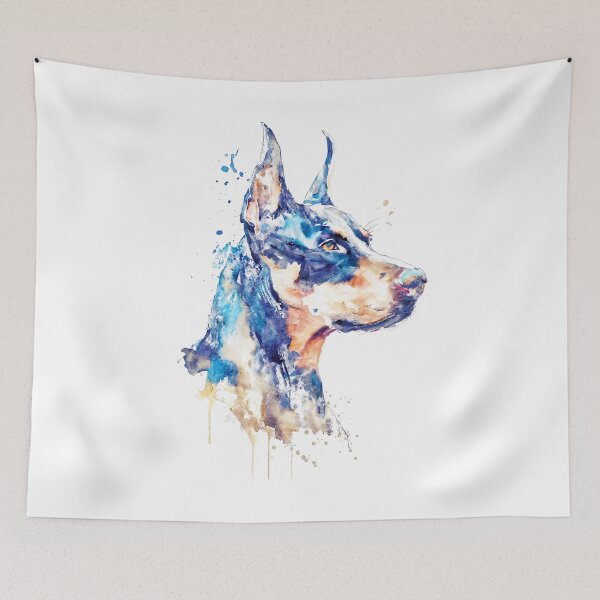 Item preview, Blue Doberman Watercolor Portrait designed and sold by caracatita75.