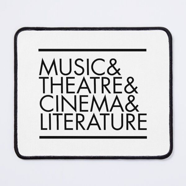 Aperçu de l'œuvre Musique, théâtre, cinéma et littérature — Design typographique minimaliste pour les amateurs d'art (noir) créée et vendue par didijuca.