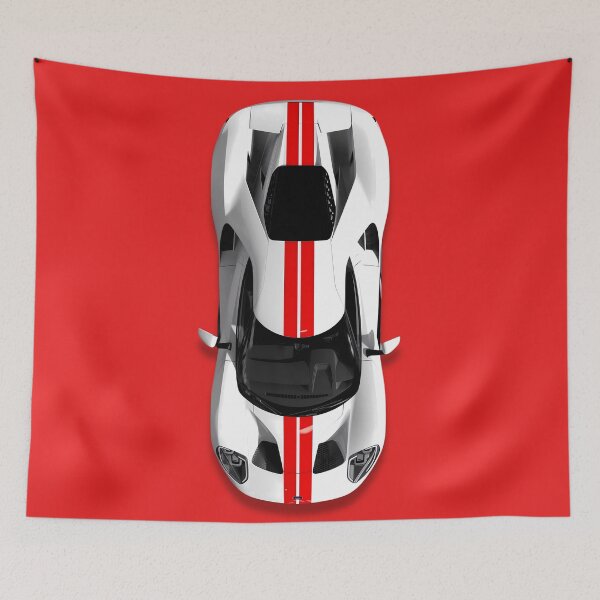 Item preview, White Supercar with Red Stripes – Top View Performance Art designed and sold by Artistic canvas store.