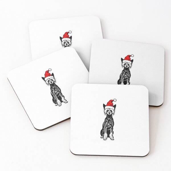 Item preview, Chinese Crested Dog Silhouette with Santa Hat | Festive Holiday Illustration designed and sold by JollyCritters.