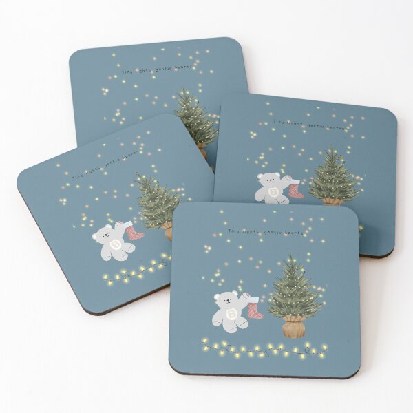Item preview, Tiny Lights, Gentle Hearts – Cozy Minimal Christmas Tree Illustration | Cute Bear Holiday Art Print designed and sold by mintmono-studio.