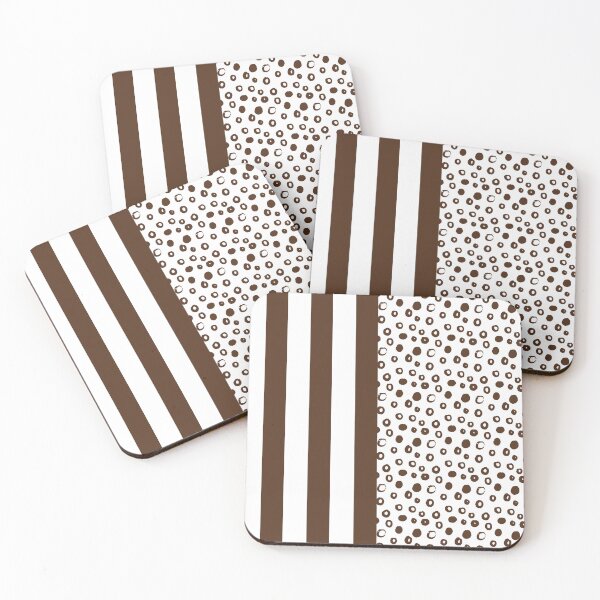 Item preview, Brown and White Modern Dots and Vertical Stripes Pattern Design designed and sold by Cultradesign.