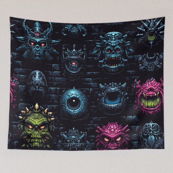 Item preview, Dungeon of Faces – Pixel Horror Wall designed and sold by Skolyak.