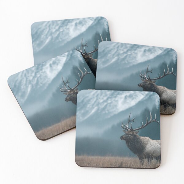 Item preview, Majestic Elk Bull in a Snowy Mountain Landscape designed and sold by bksckhul.