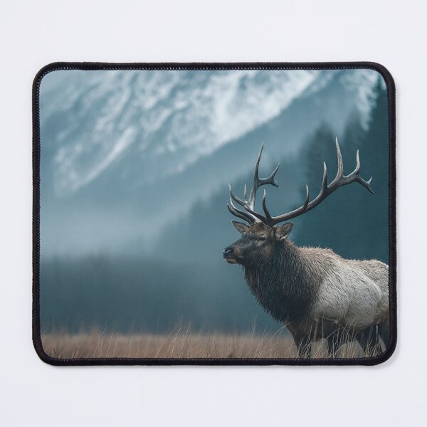 Item preview, Majestic Elk Bull in a Snowy Mountain Landscape designed and sold by bksckhul.