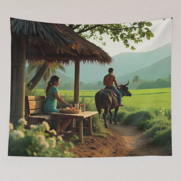 Item preview, Peaceful Breakfast by the Lush Rice Fields designed and sold by bksckhul.