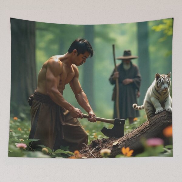 Item preview, Woodcutter and His Companion at the Forest's Edge designed and sold by bksckhul.