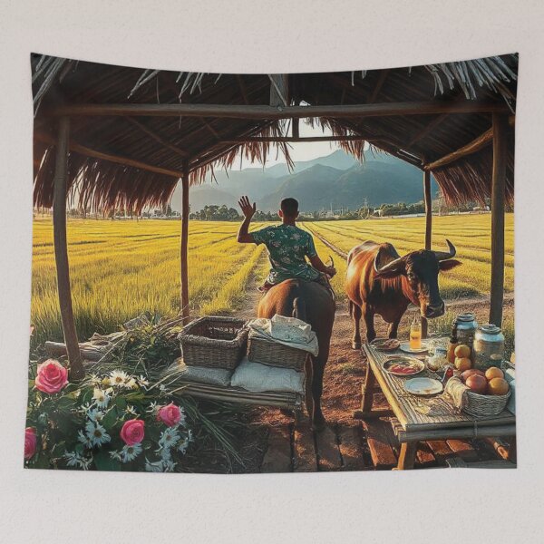 Item preview, Midday Rest and Meal in the Golden Rice Fields designed and sold by bksckhul.