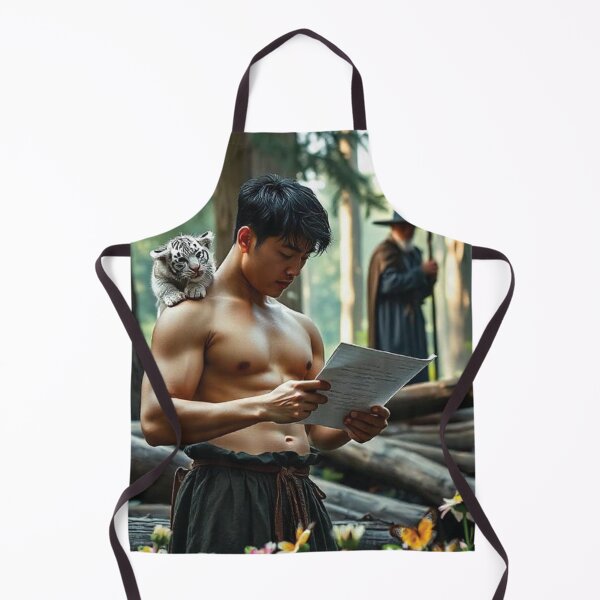 Item preview, The Summoning - Man Reading a Scroll with a Tiger Cub designed and sold by bksckhul.
