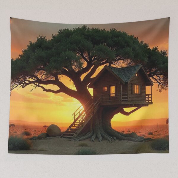 Item preview, Majestic Treehouse in a Desert Sunset designed and sold by bksckhul.