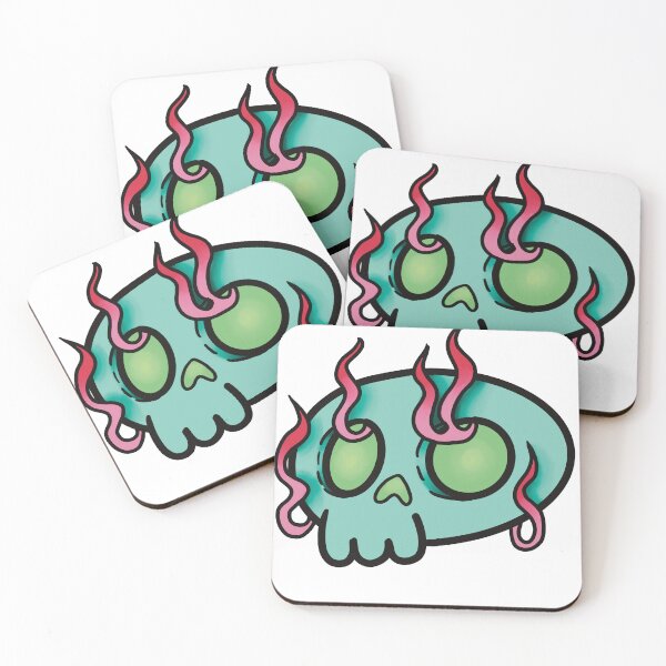 Item preview, Teal Flaming Cartoon Skull designed and sold by sleepyheadedbb.