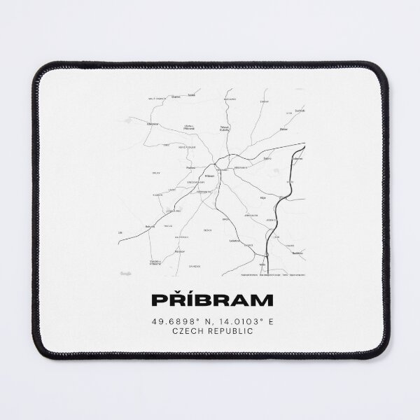 Item preview, Příbram Minimalist Map – Black and White Czech Republic City Print designed and sold by RM-Journey.