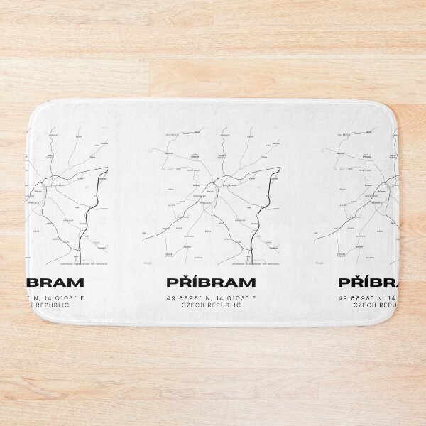 Item preview, Příbram Minimalist Map – Black and White Czech Republic City Print designed and sold by RM-Journey.
