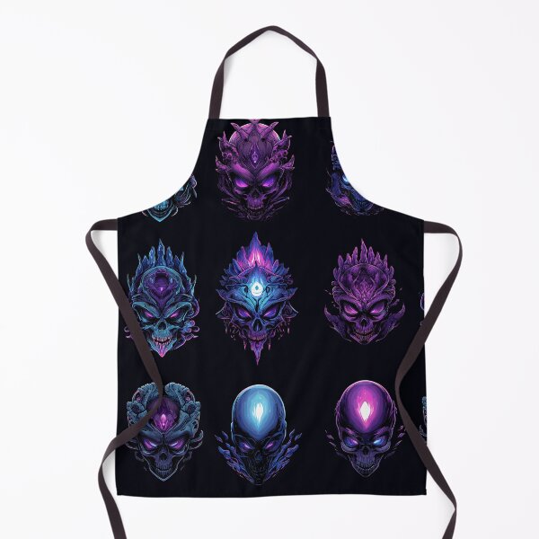 Item preview, Neon Necropolis – Glowing Mystic Skulls Pattern designed and sold by Skolyak.