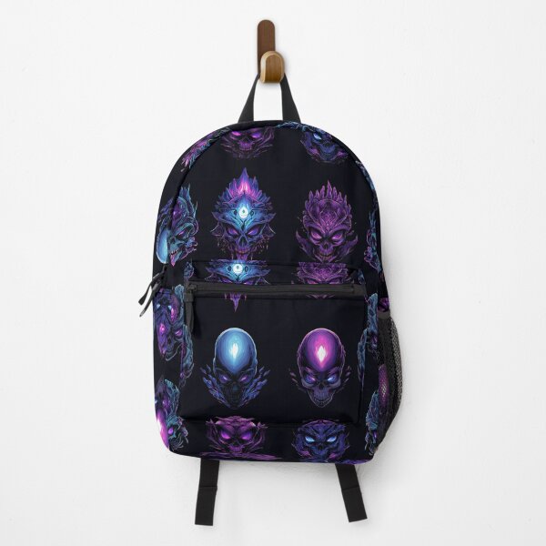 Item preview, Neon Necropolis – Glowing Mystic Skulls Pattern designed and sold by Skolyak.