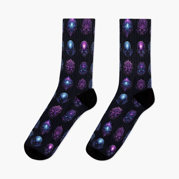 Item preview, Neon Necropolis – Glowing Mystic Skulls Pattern designed and sold by Skolyak.