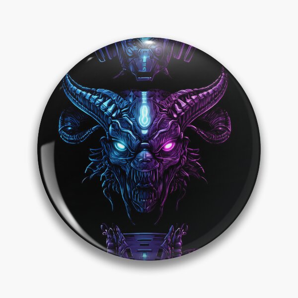 Item preview, Cyber Inferno – Neon Demon Mecha Skulls Pattern designed and sold by Skolyak.