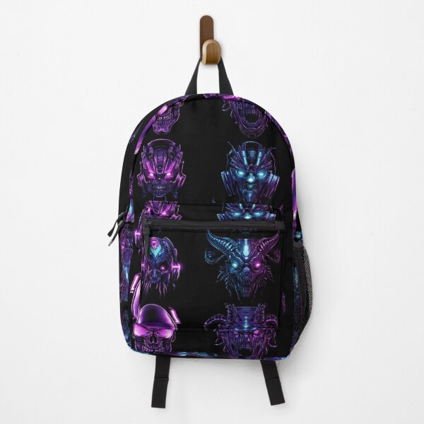 Item preview, Cyber Inferno – Neon Demon Mecha Skulls Pattern designed and sold by Skolyak.