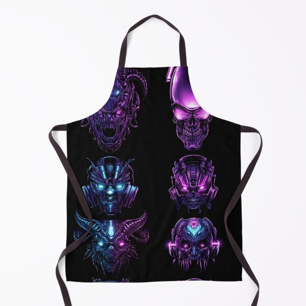 Item preview, Cyber Inferno – Neon Demon Mecha Skulls Pattern designed and sold by Skolyak.