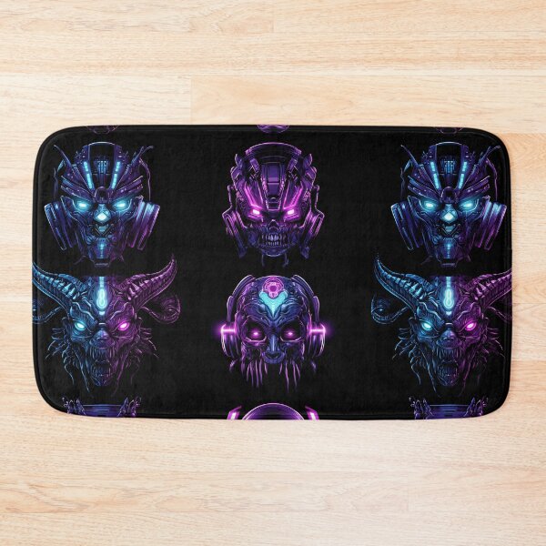 Item preview, Cyber Inferno – Neon Demon Mecha Skulls Pattern designed and sold by Skolyak.