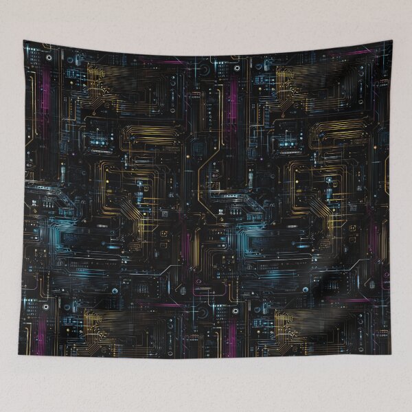 Item preview, Neon Circuitry – Glowing Tech Grid Pattern designed and sold by Skolyak.