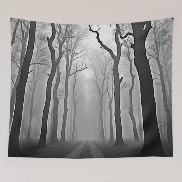 Item preview, Eerie Foggy Forest Path Art designed and sold by Health And Fitness Posts e-Store.
