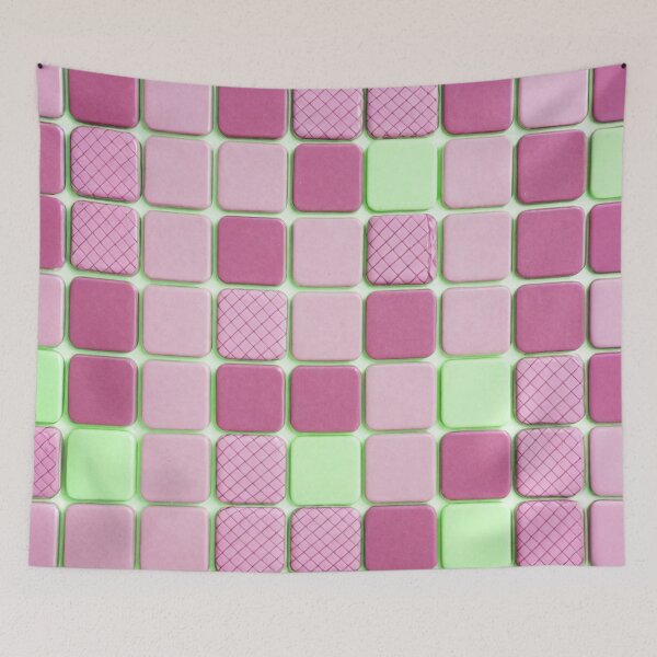 Item preview, Pink And Green Square Tile Pattern designed and sold by SassyArtistry.